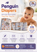 Penguin Baby Diapers 170 Pack | Ultra Soft, Secure Fit | Sizes NB–XXL