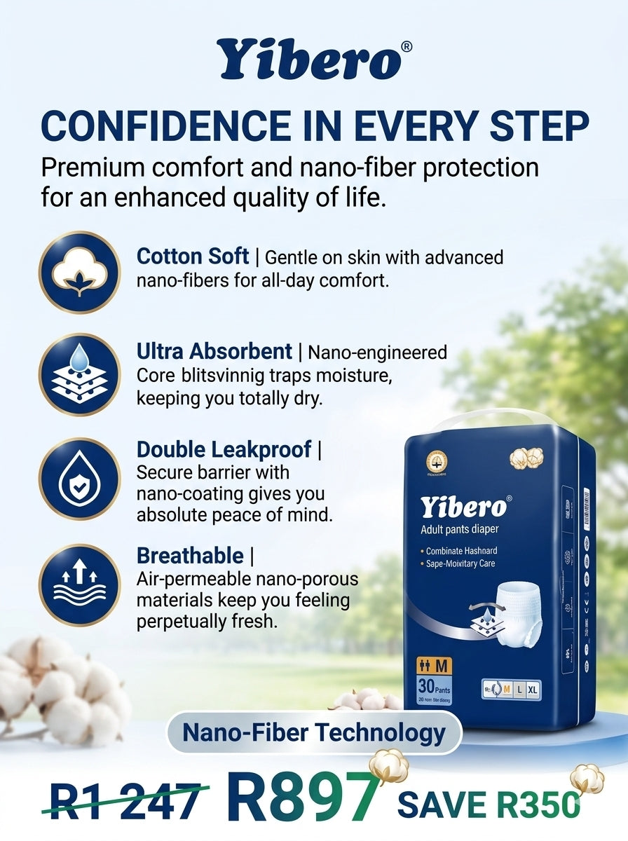 Yibero Adult Diapers 90 – Confidence in Every Step Month Pack